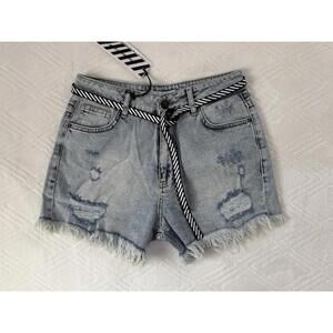 Off-White c/o Virgil Abloh Distressed Denim Jean Shorts Size 30 Womens